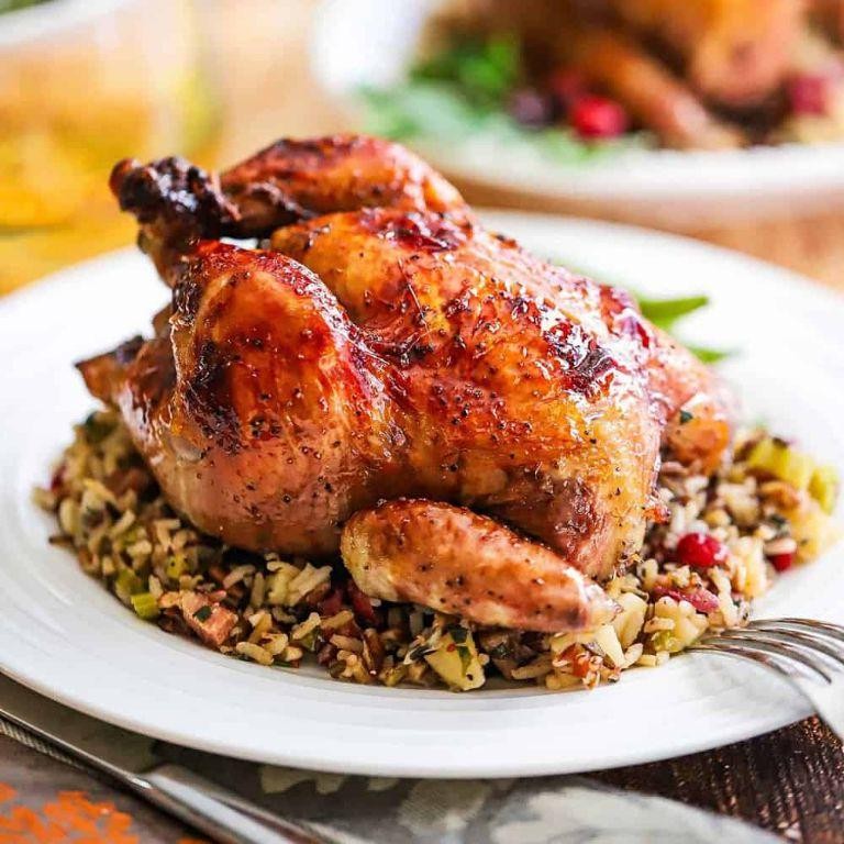 Romertopf Cornish Hens with Wild Rice