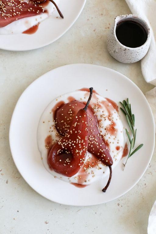 Rosemary and Thyme Infused Poached Pears