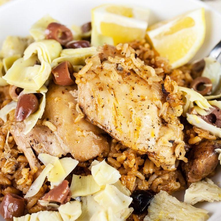 Rustic Chicken and Rice Crock Pot with Artichokes
