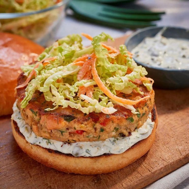 Salmon Burgers with Tartar Sauce