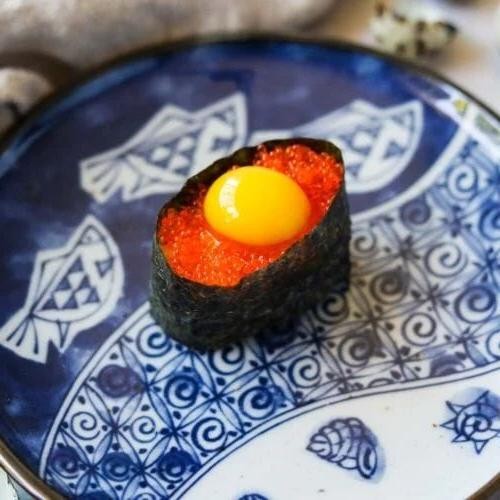 Salmon Roe Sashimi with Quail Egg