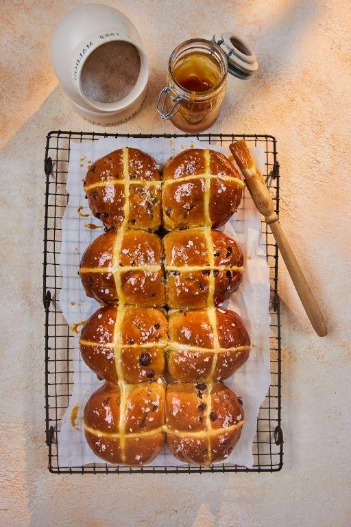 Salted Caramel Hot Cross Buns