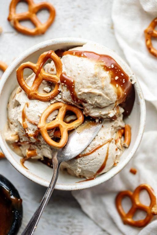 Salted Caramel Pretzel Fried Ice Cream