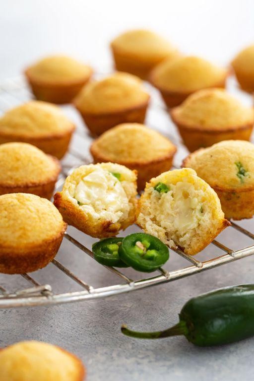 Savory Cheese and Jalapeño Mini Cornbread Muffins