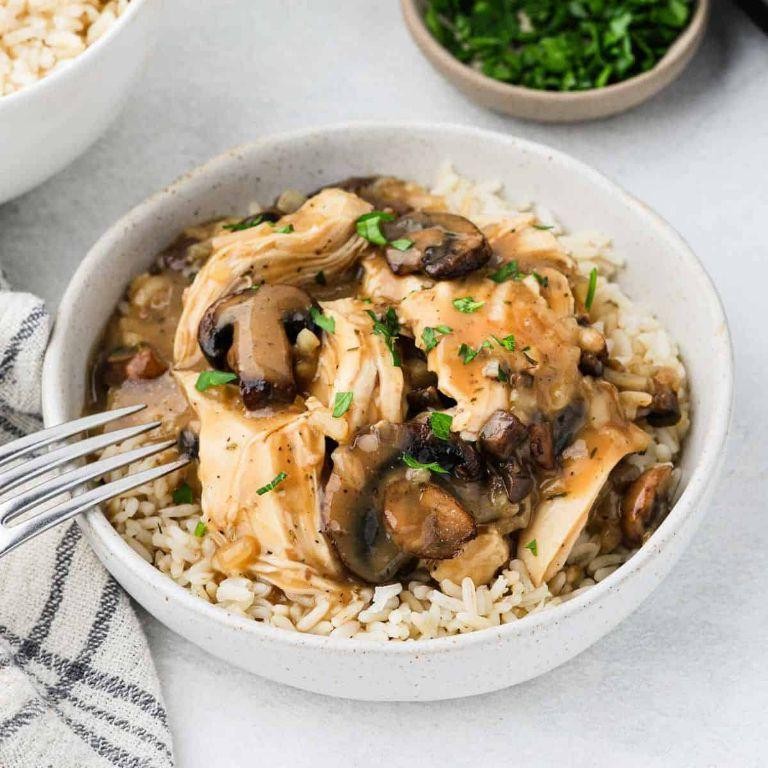 Savory Mushroom Chicken and Rice Crock Pot Feast