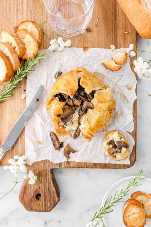 Savory Puff Pastry Brie and Mushroom Bundles