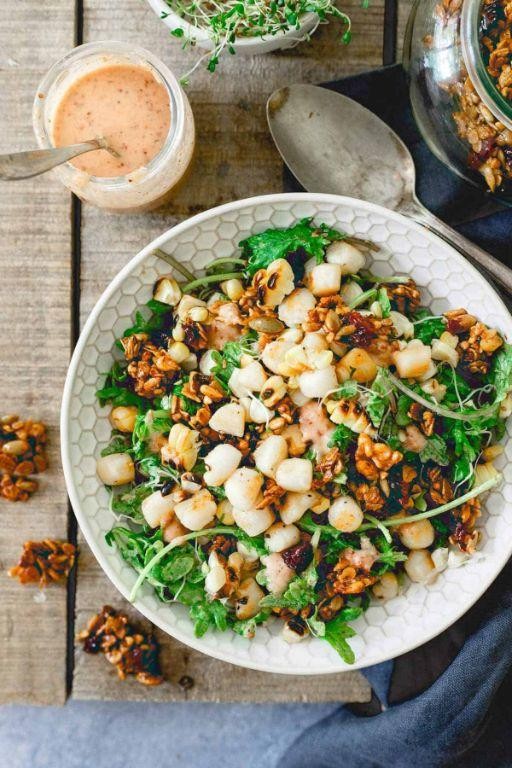 Scallop and Kale Salad with Almonds