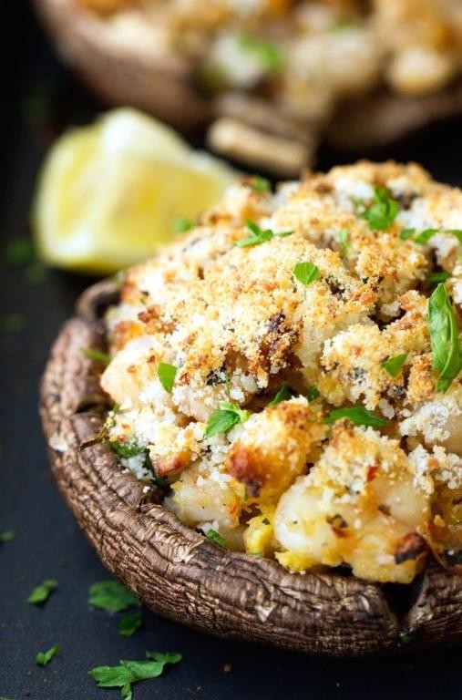 Scallop and Shrimp Stuffed Mushrooms