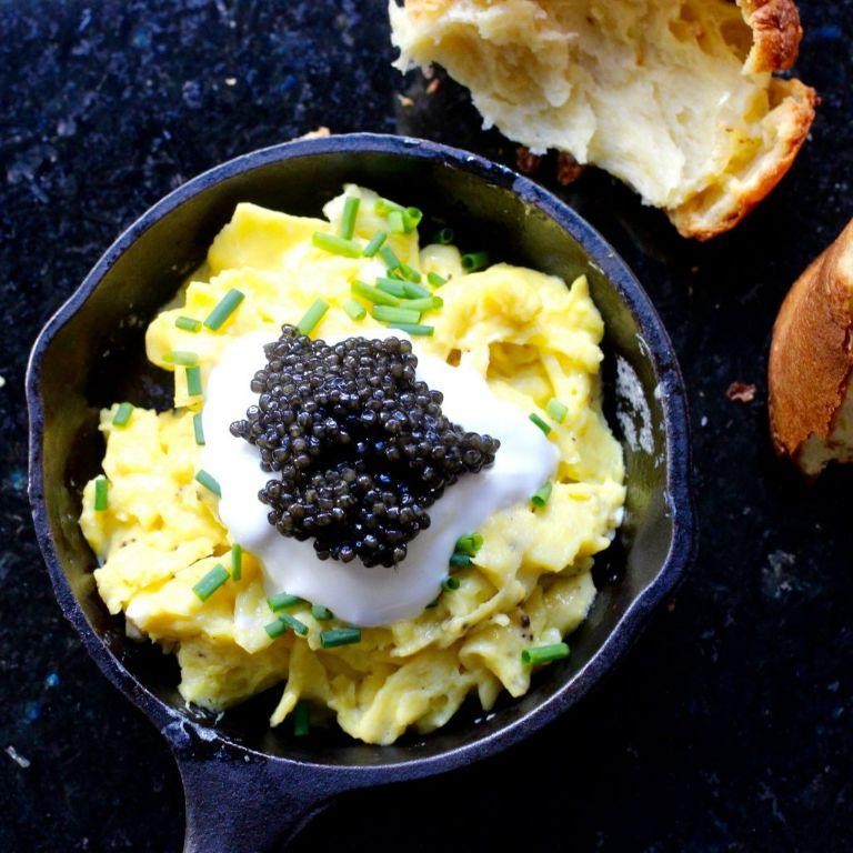Scrambled Eggs with Caviar and Chives