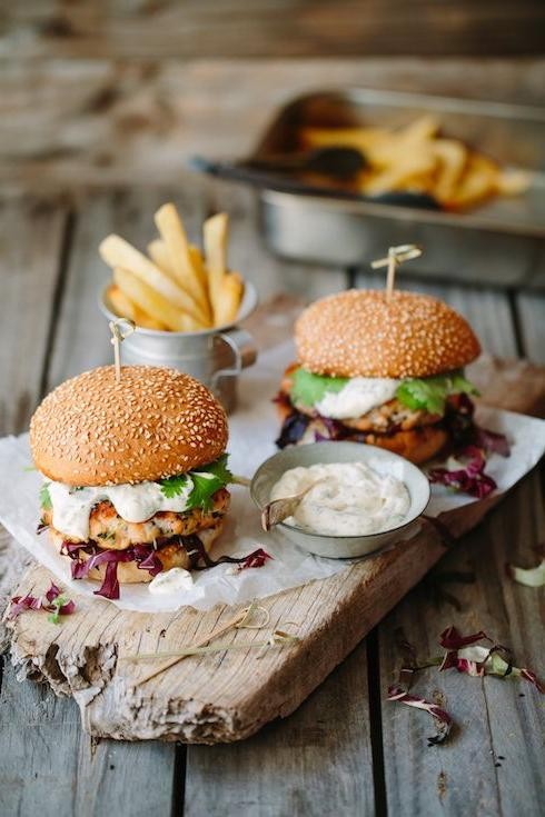 Sea Trout Burgers with Dill Sauce