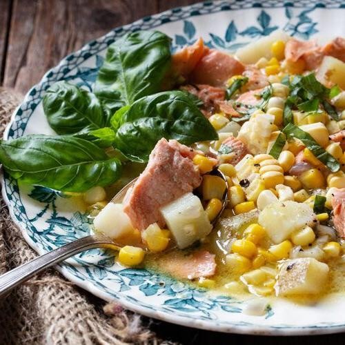 Sea Trout Chowder with Corn and Potatoes