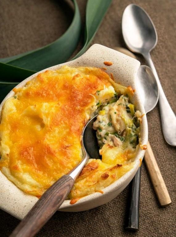 Sea Trout Pie with Leeks and Potatoes