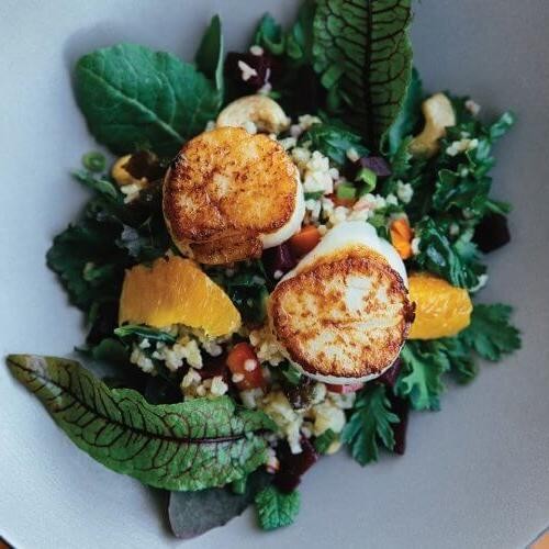 Seared Scallops with Quinoa and Greens