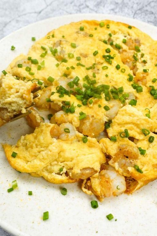 Shrimp Francais Omelette with Fresh Herbs