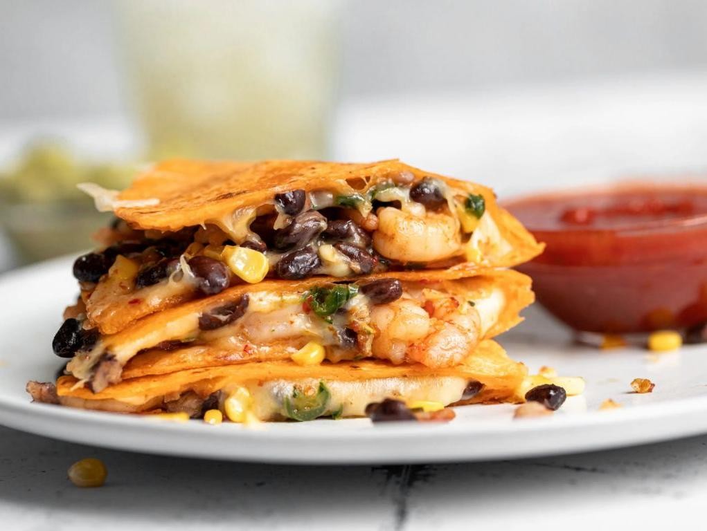 Shrimp Francais Quesadillas with Spicy Salsa