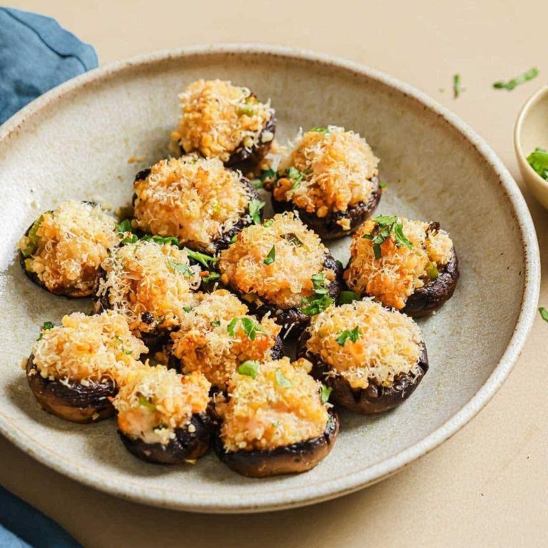 Shrimp Francais Stuffed Mushrooms