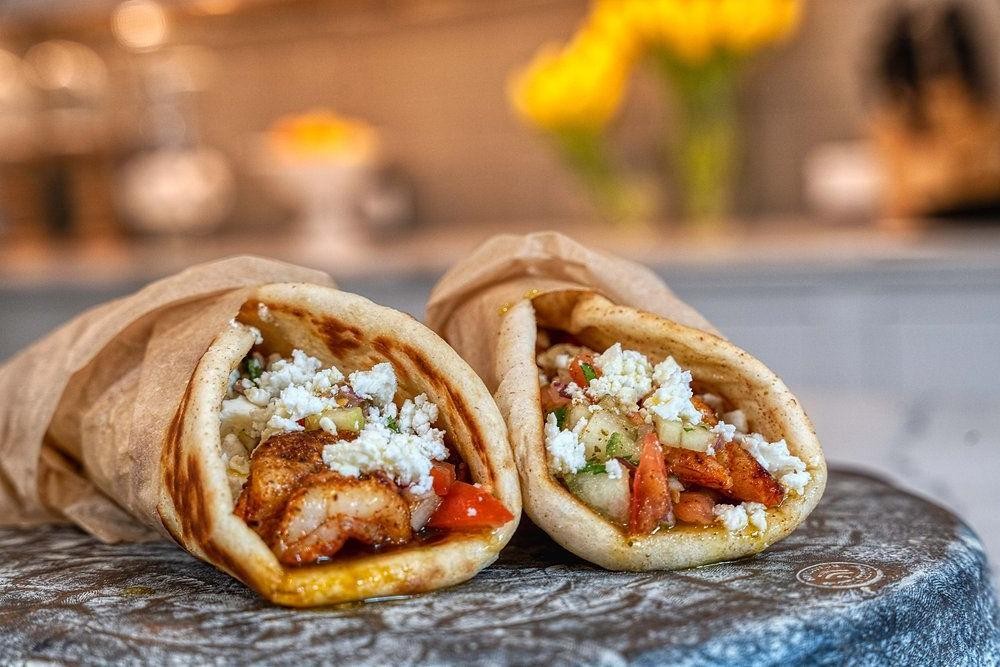 Shrimp Francais Wraps with Tzatziki Sauce