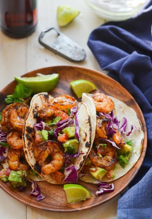 Shrimp and Avocado Street Tacos