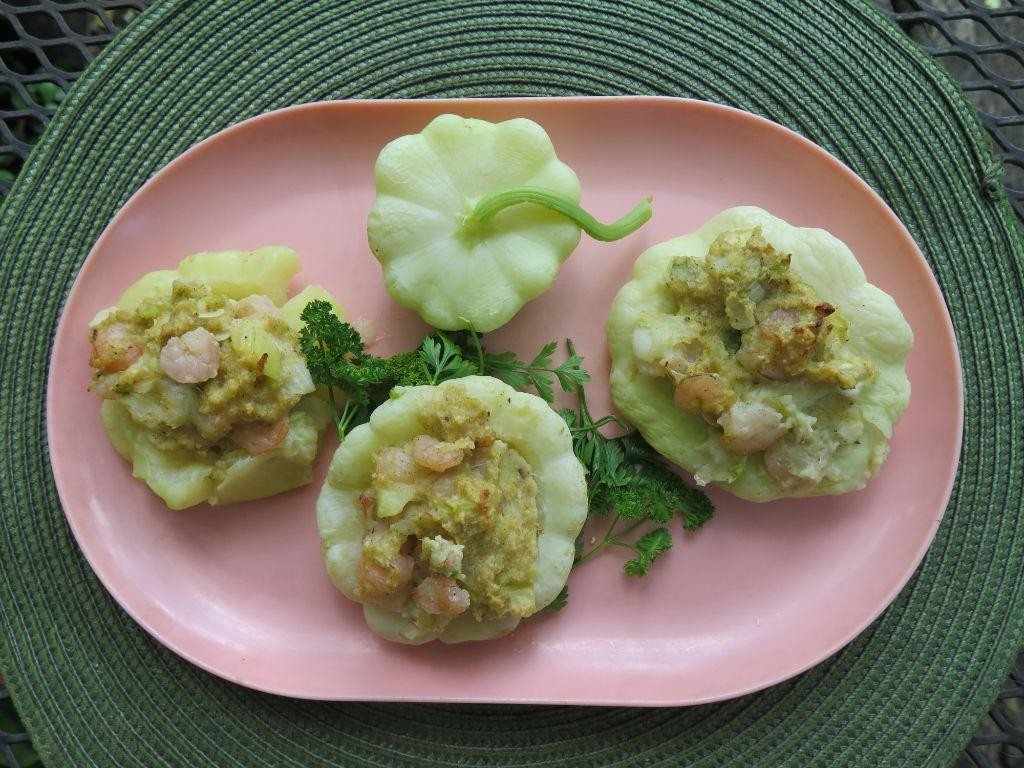 Shrimp and Grits Stuffed Patty Pan Squash