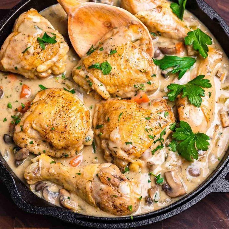 Silkie Chicken Fricassee with White Wine