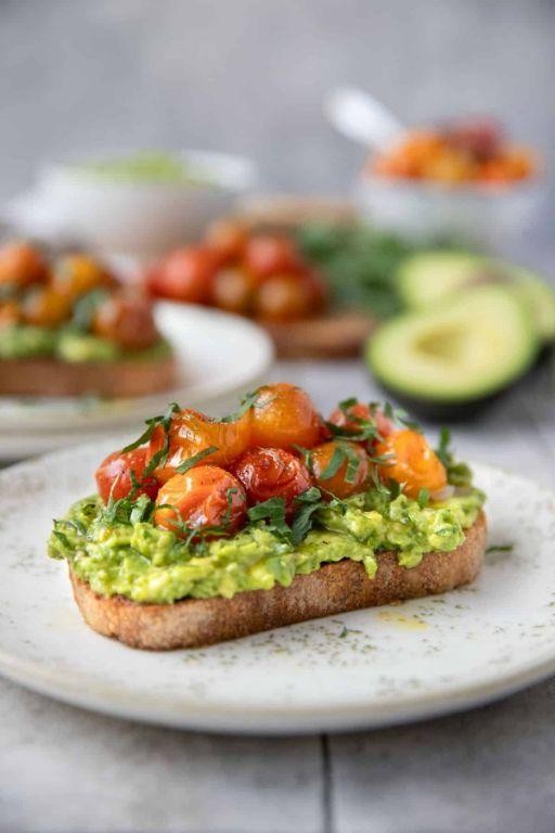 Sliced Tomato and Avocado Toast