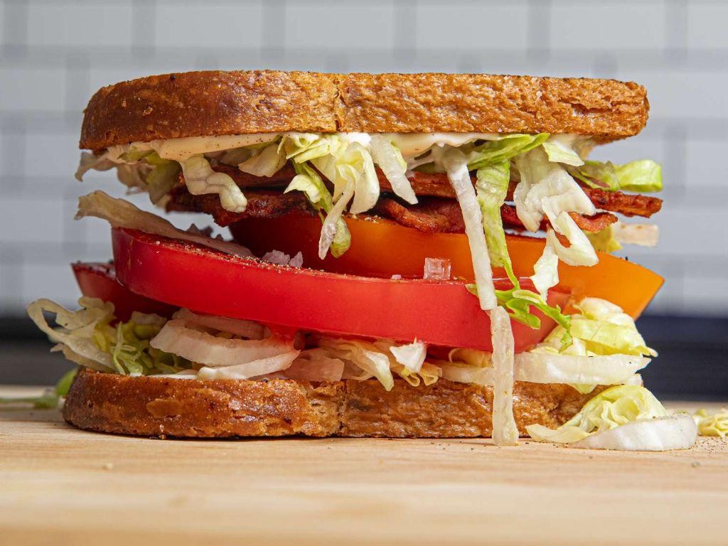 Sliced Tomato and Bacon Lettuce Sandwich
