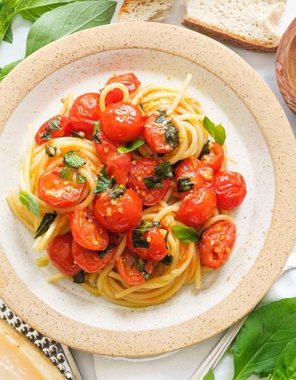 Sliced Tomato and Basil Pasta