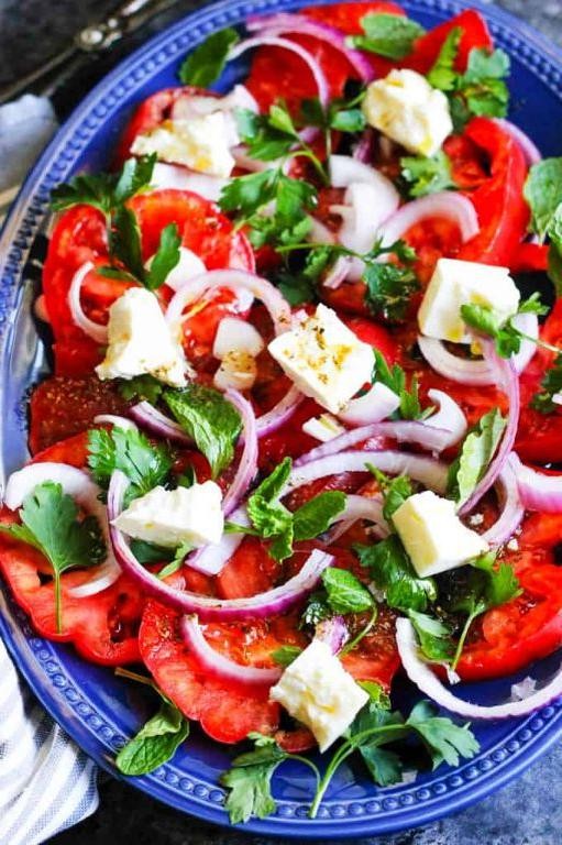 Sliced Tomato and Feta Cheese Salad