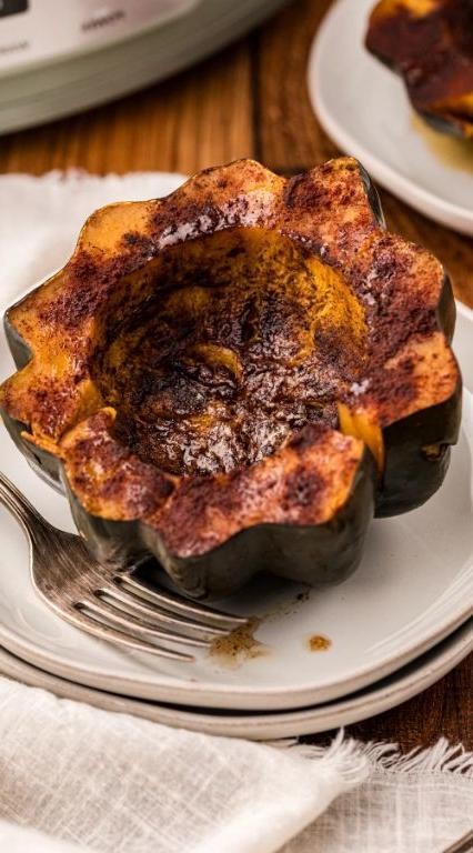 Slow Cooker Acorn Squash with Brown Sugar