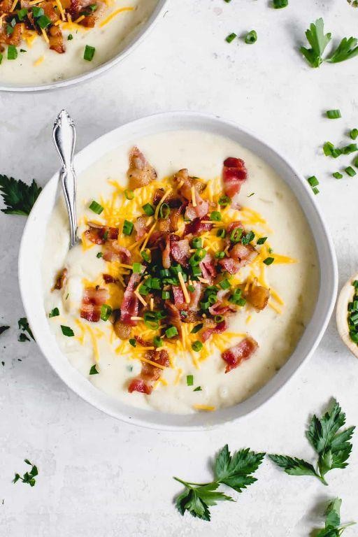 Slow Cooker Baked Potato Soup with Ham