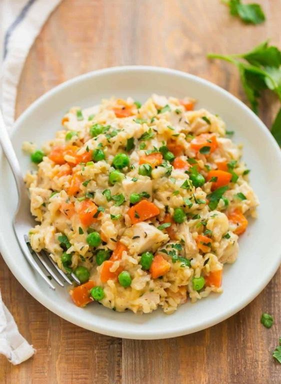 Slow Cooker Chicken and Rice Crock Pot with Peas
