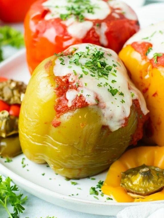 Slow Cooker Ground Turkey Stuffed Peppers