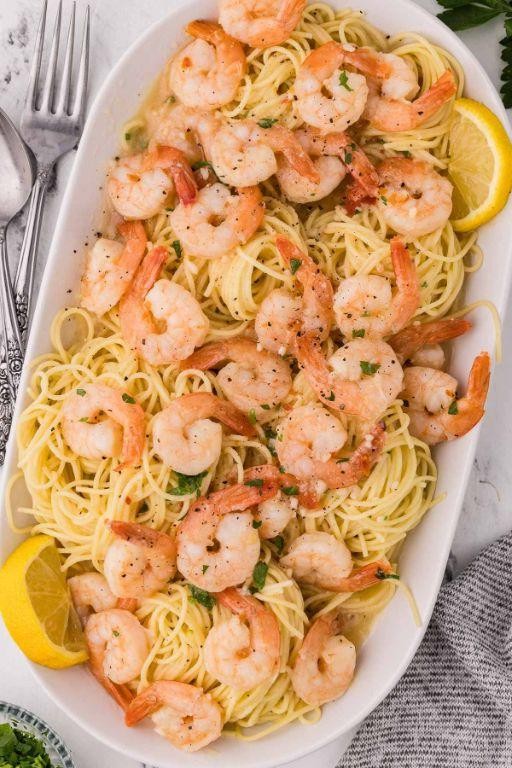 Slow Cooker Shrimp Scampi Pasta