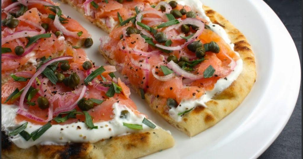 Smoked Salmon Naan Pizza