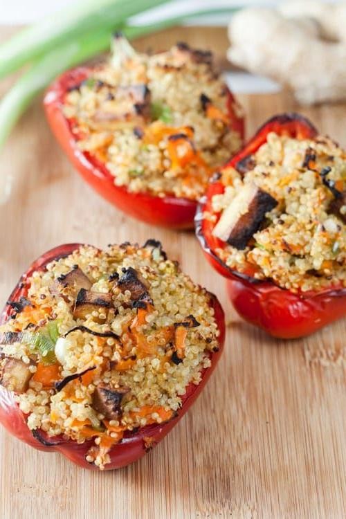 Smoked Tofu and Quinoa Stuffed Peppers