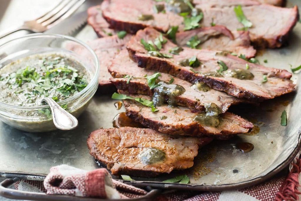 Smoked Tri Tip with Mustard and Brown Sugar Glaze