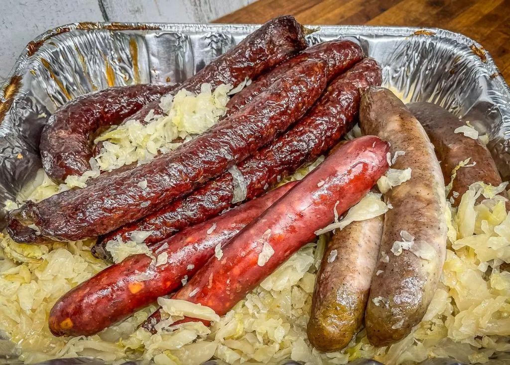 Smoked Venison Sausage with Sauerkraut