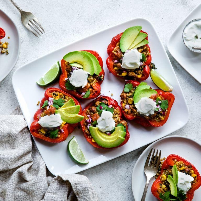 Sorghum and Spinach Stuffed Peppers