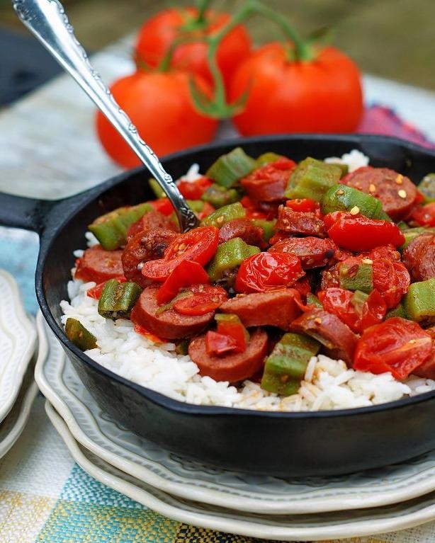 Southern Okra and Sausage Skillet