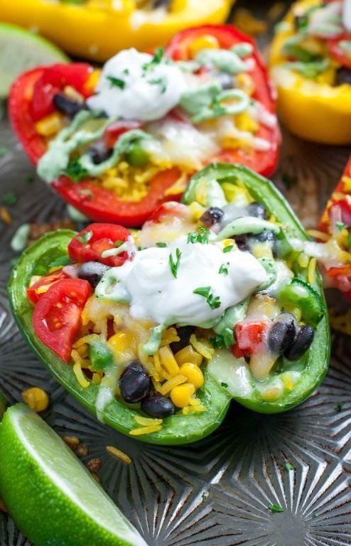 Southwestern Stuffed Peppers with Avocado Cream