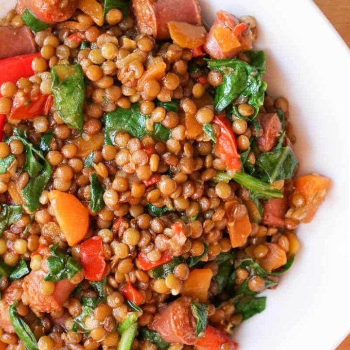 Spanish Lentil Salad with Chorizo and Smoked Paprika