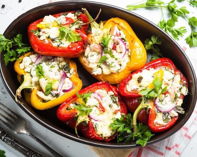 Speca me Gjize (Albanian Stuffed Peppers with Cheese)