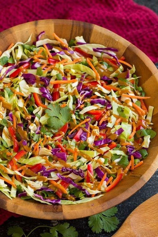 Spicy Asian Cole Slaw with Peanut Dressing