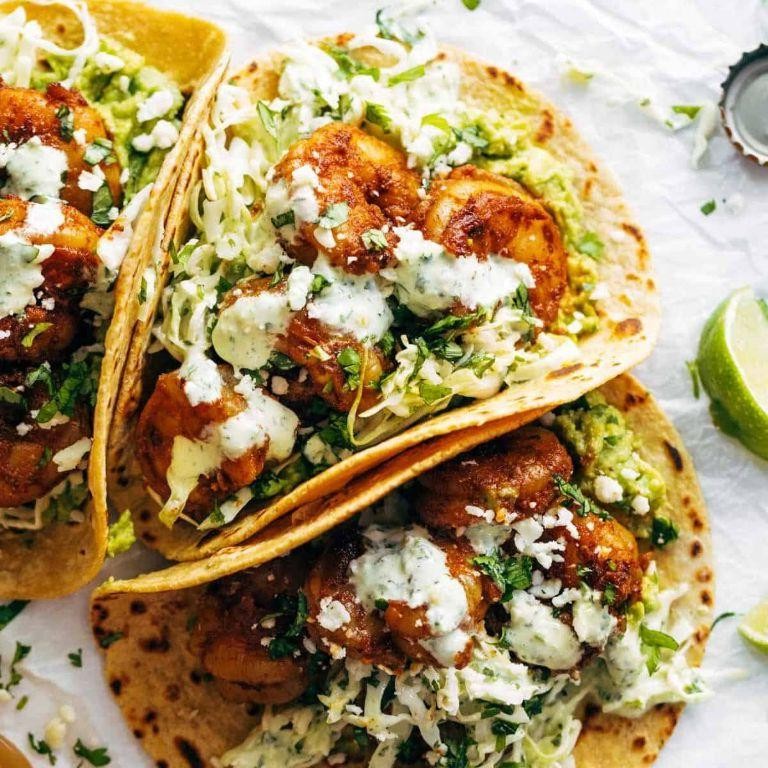 Spicy Baby Shrimp Tacos