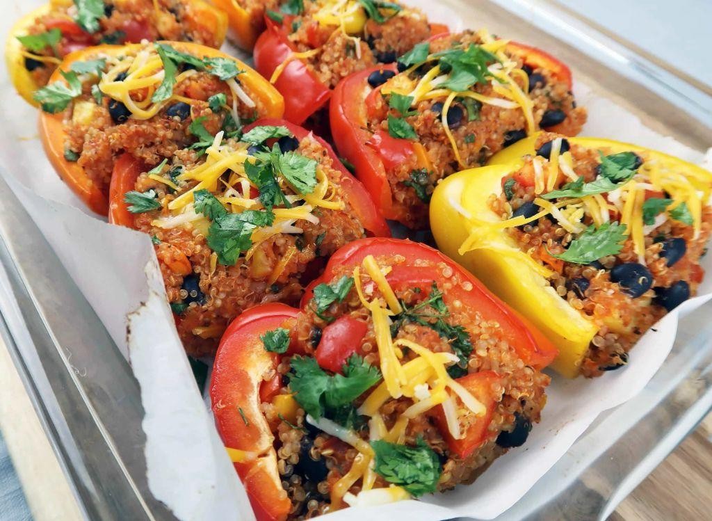 Spicy Black Quinoa Stuffed Peppers