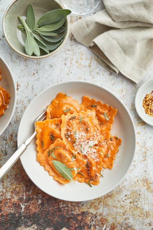 Spicy Butternut Squash Ravioli with Chili Flakes and Olive Oil