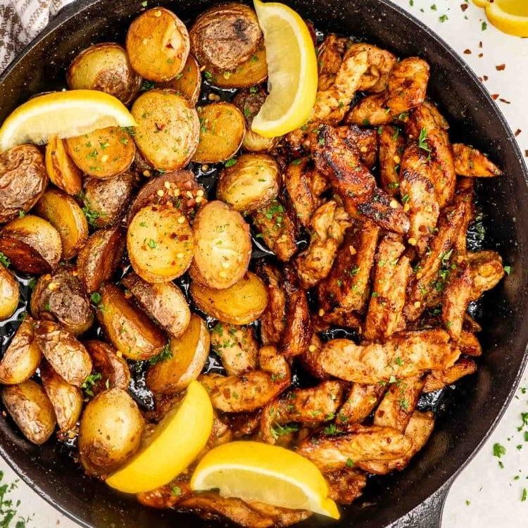 Spicy Chicken Breast with Potatoes and Onions Stir Fry
