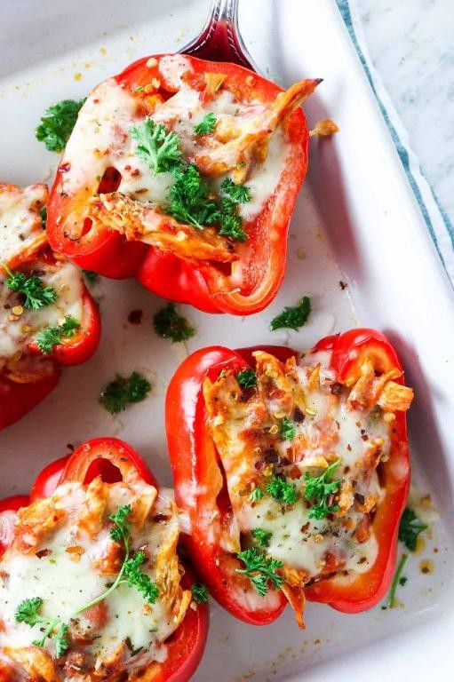 Spicy Chicken and Marinara Stuffed Peppers