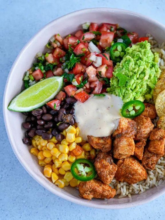 Spicy Chicken and Rice Burrito Bowls