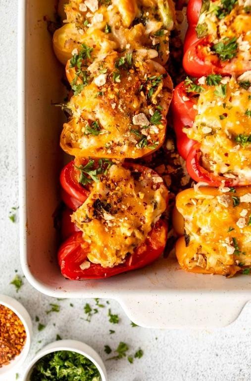 Spicy Chicken and Rice Stuffed Peppers